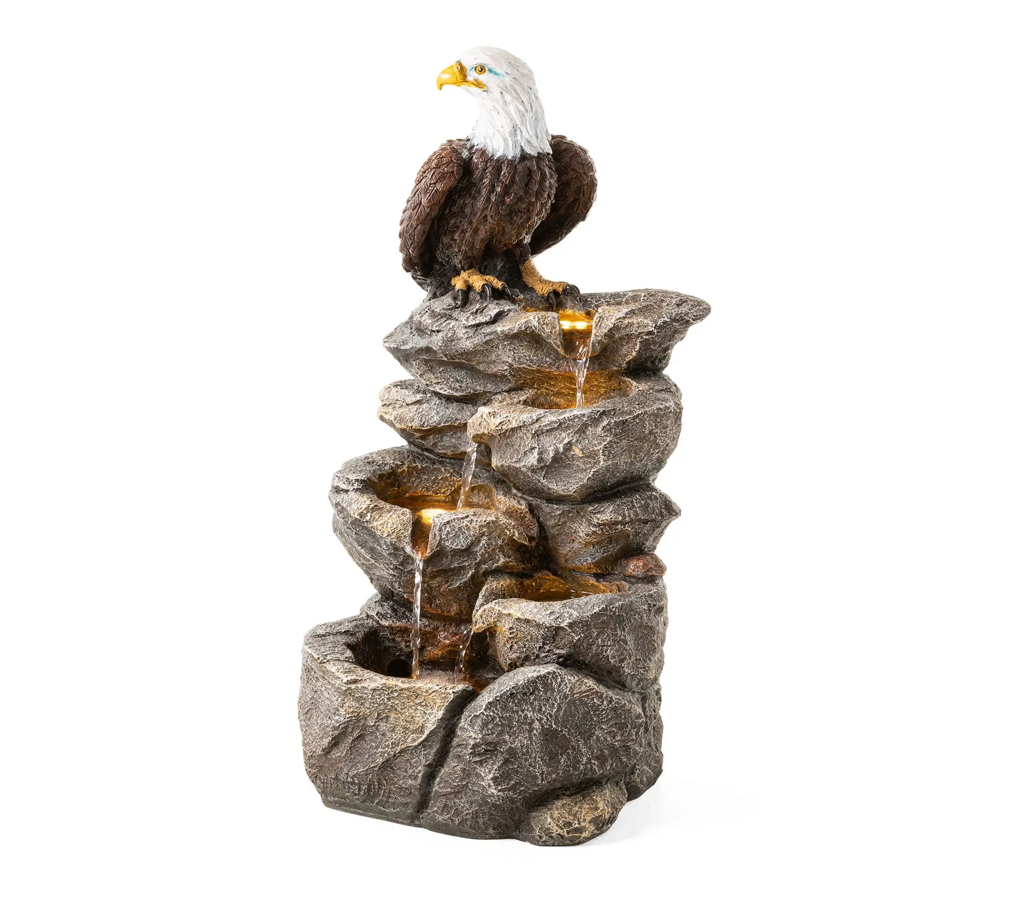 Glitzhome 25.25"H 4-Tiered Eagel Polyresin Outdoor Fountain