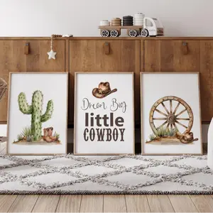 Cowboy Nursery Prints Set of 3, Gallery Wall Art, Boys Western Nursery Decor, Western Room Decor, Rustic Nursery Wall Art