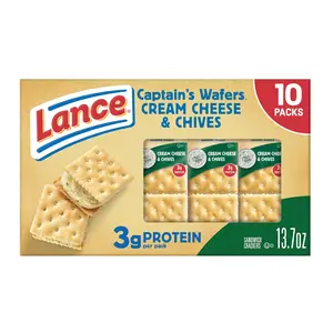 Lance Sandwich Crackers, Captain's Wafers Cream Cheese and Chives, 10 Packs, 6 Sandwiches Each