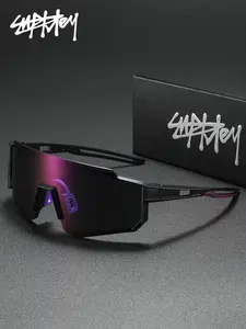 SUPKLEY Trendy Large Frame TAC One-piece Lenses Skiing Anti Glare Large Frame Men&Women Driving/Street Photography/Fashion Accessories Ideal Choice/Colorful Multi Colored Frame Anti Glare Sports Outdoor Sunglasses Brand Packaging Gift Selection