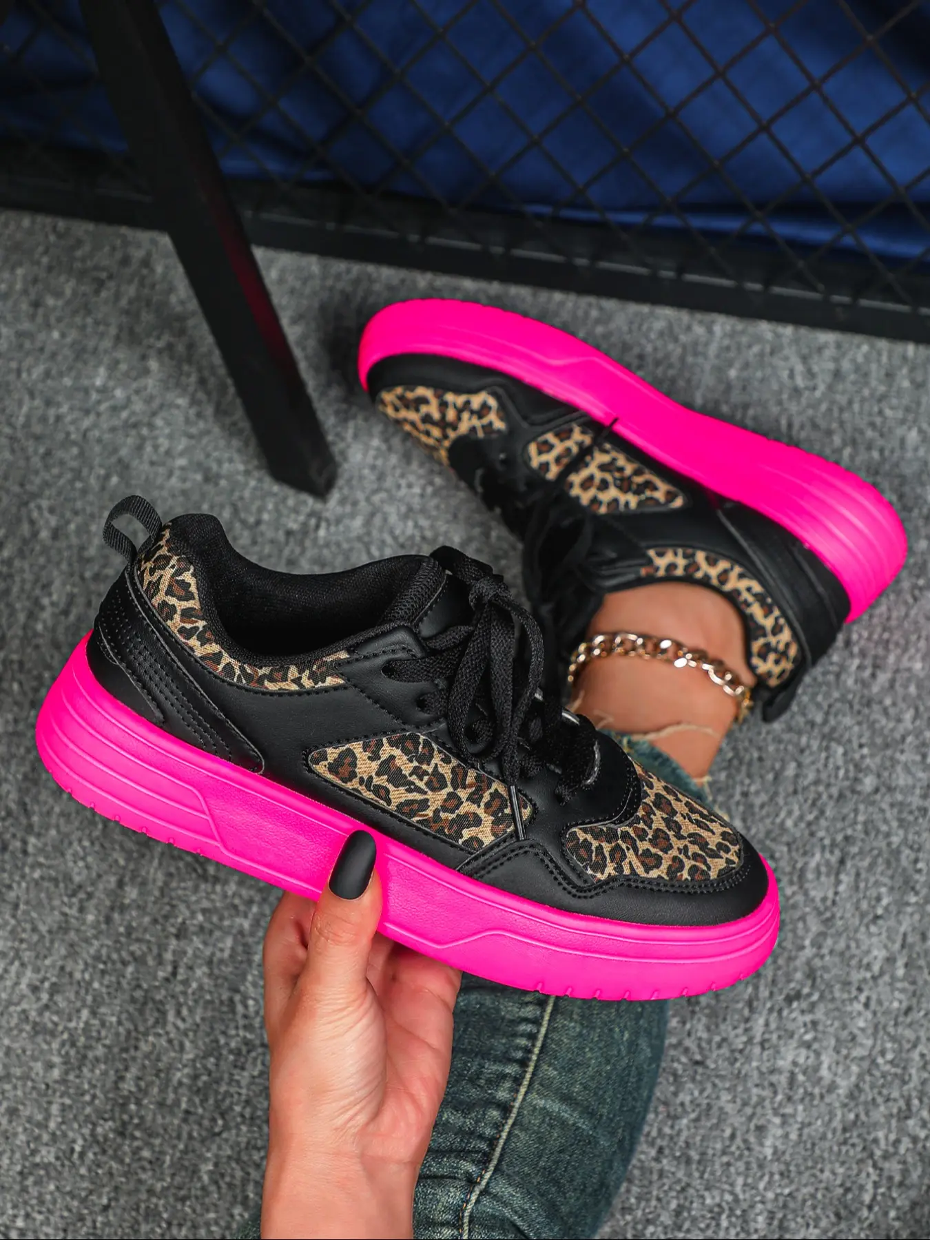 Women's Fashion Leopard Print Low-Top Skate Shoes, Breathable Comfortable PU Leather Casual Sneakers for All Seasons, Footwear