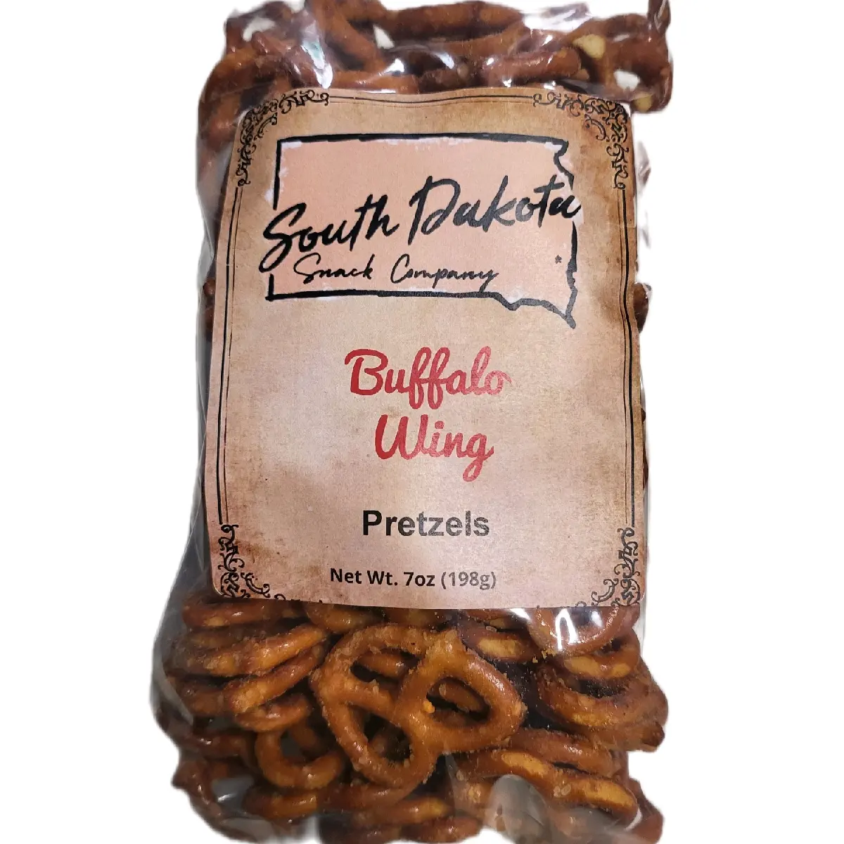 SD Snack Company Buffalo Wing Pretzels 7oz Bag - Small Batch, Crunchy and Delicious Snack - Crispy Flavor
