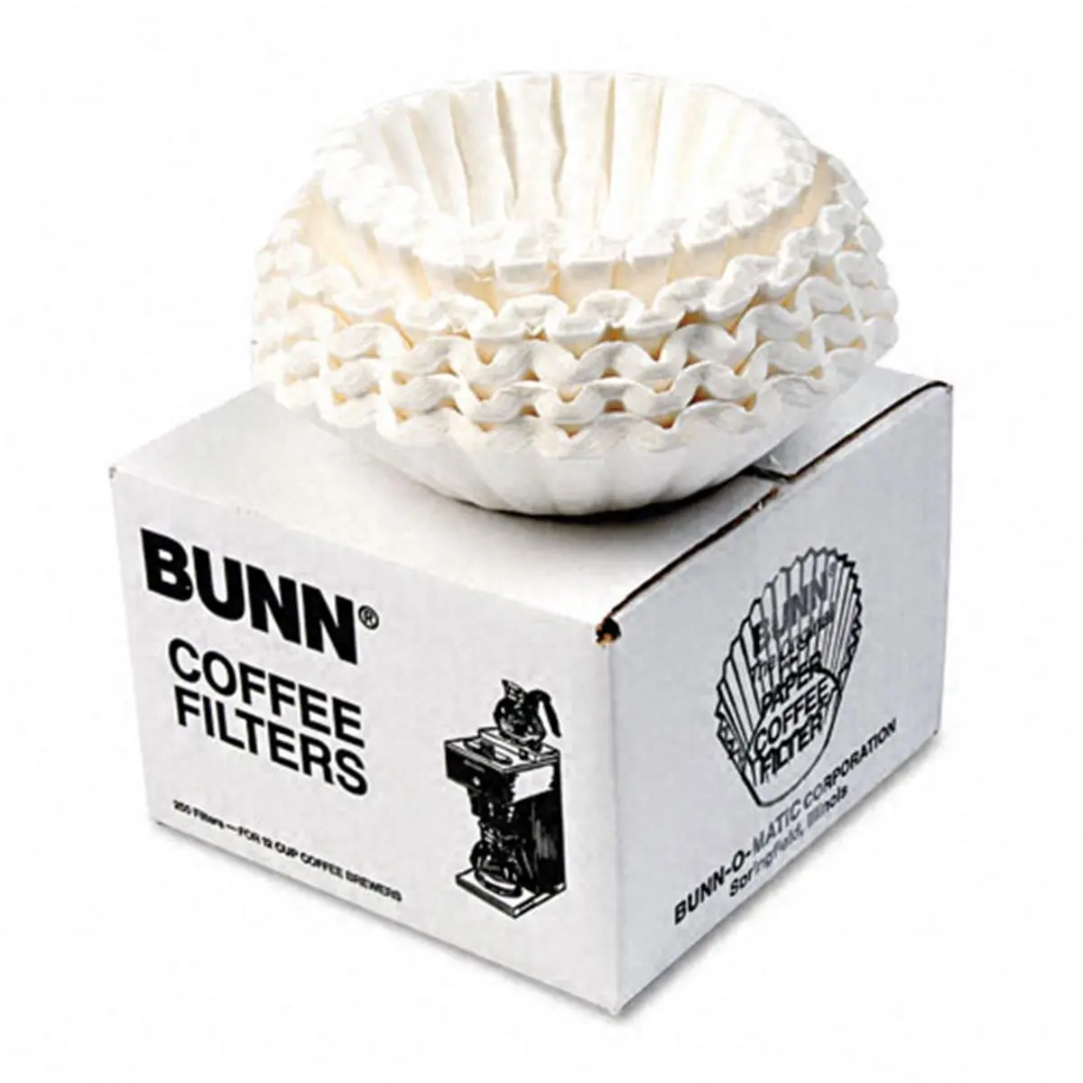 Bunn Paper Coffee Filters - 12-Cup Flat Bottom, 250-Count, Biodegradable, FDA Compliant, for Commercial Use, 12 Cup Size