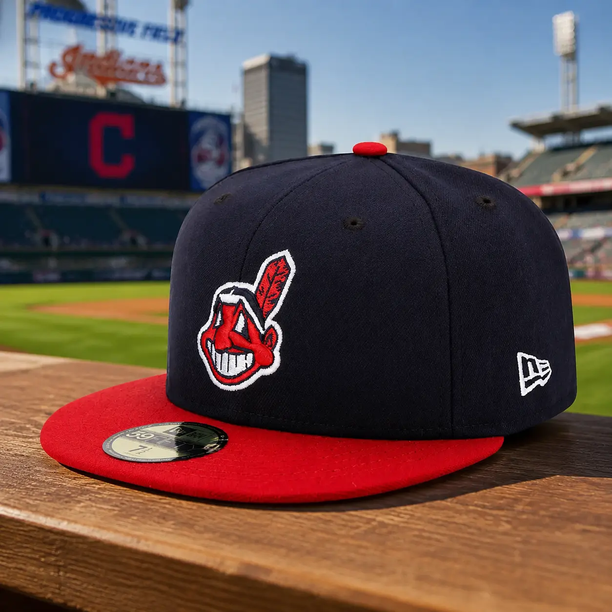 HOT NEWERA TREND 2026 Men's Cleveland Indians New Era Navy/Red Home Collection On-Field Low Profile 59FIFTY Fitted Hat