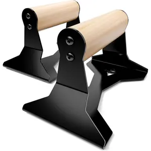 Parallettes - Push Up Handles with Ergonomic Wooden Handles & Heavy-Duty Steel - Non-slip Parallettes Bars for Strength Training and Calisthenics - Press Up Handles for Push Ups
