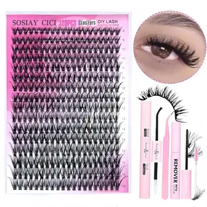 320PCS DIY Lash Extension Kit – 9-16mm 40D Curl Cluster Lashes with Bond & Seal, Tweezers & Remover – Professional Home Lash Kit for Beginners – Voluminous, Long-Lasting, Reusable False Eyelashes for Party, Bridal, Everyday Use