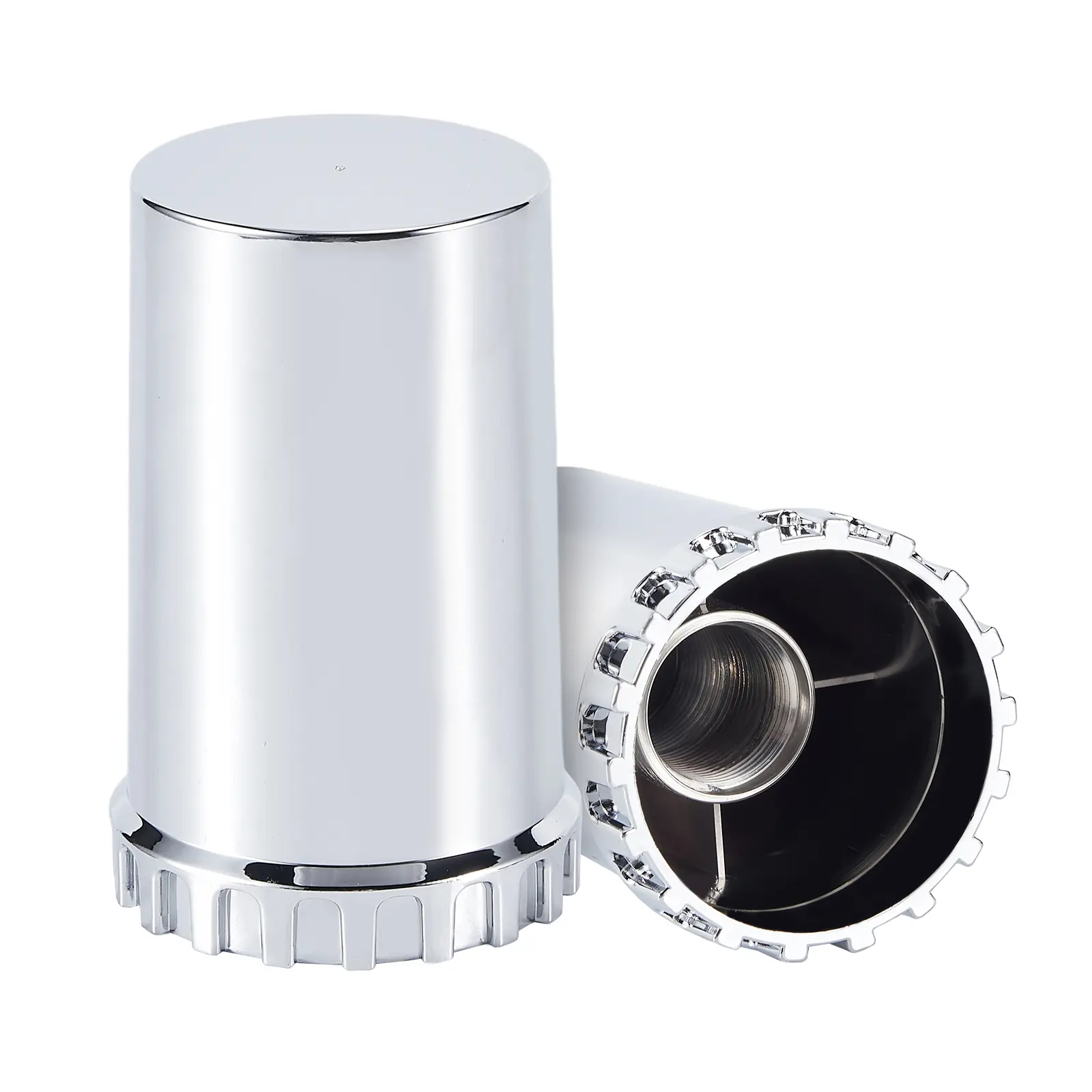 33mm Lug Nut Covers Screw On, 33mm x 3 1/2 inch Chrome ABS Plastic Cylinder Nut Covers Thread On Lug Nut Covers Kits for Semi Trucks Trailers