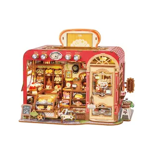 TONECHEER 3D DIY Puzzle Miniature House with Doll Houses & Miniature Furniture - Toast Bakery Craft Kit for Toys & Hobbies Enthusiasts