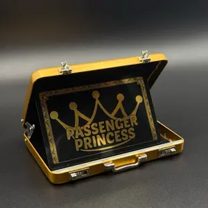 Mini Gold Briefcase & Passenger Princess Plastic Card - Pocket Suitcase Wallet & Funny Card