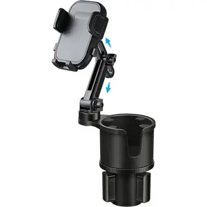 Cup Phone Holder for Car with Expandable Base,  in  HeightAdjustable Dual Cell Phone Holders Car Cupholder Mount, Friendly Fit Large Bottle & iPhone All Cellphone for Truck SUV| No Shake Design