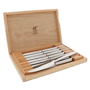 ZWILLING Contemporary 8pc Steak Knife Set, Oval handle Stainless Steel  12" x 10" case