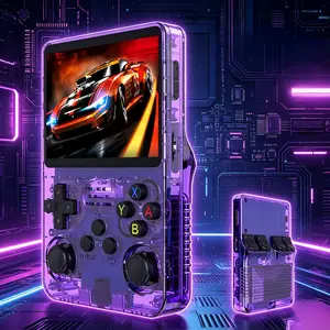 Purple R36S Handheld Gaming Console - 3.5-in IP HD Screen, 64G Memory Card, Rechargeable Retro Design, Compact Portable Linux OS, Anime Theme, Protection Function, Media Control, Video Game Emulator, On-the-Go Gift for Boy Gamers