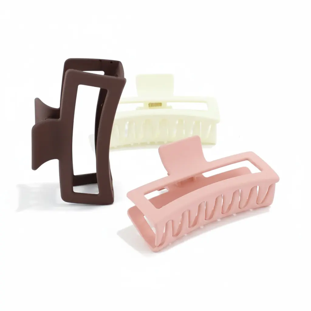 3-Pack XL Hair Claw Clips – Matte 5” Jumbo Clips in Beige, Beaver & Brown – Non-Slip Hold for Thick, Curly or Straight Hair Hair Claws Set