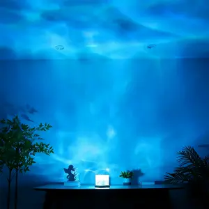 16-color changing aurora projector night light, USB-powered water wave LED ambient light strip, with remote control, suitable for creative home decoration in family bedrooms and living rooms, as well as gifts for Valentine's Day and teenagers