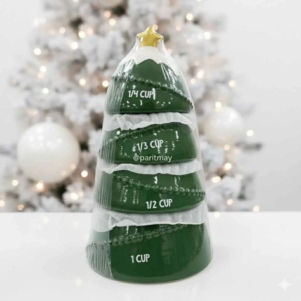 Target Bullseye's Christmas 2025 Christmas Tree Ceramic Measuring Cups (NEW)