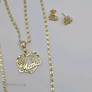 MAMÁ  Beautiful Style set new style chain with heart earrings gold-plated perfect gift