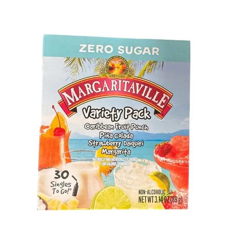 Margaritaville Zero Sugar Variety Pack 30 Sticks- Caribbean Fruit Punch, Piña Colada, Strawberry Daiquiri, & Margarita Flavors