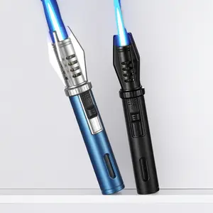 Mini 2pcs 1set Metal Lighter, Windproof Torch Lighter, Kitchen Baking Flamethrower, Powerful Welding Tool, For Outdoor Ignition, BBQ Charcoal, Mosquito Coils, Aromatherapy, Holiday Gifts (No fuel)