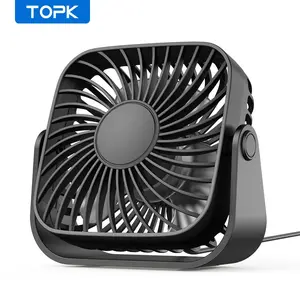 TOPK USB Rechargeable Mini Fan, 3 Speeds Quiet Desk Table Personal Fan, 360° Adjustment Standing Fans for Room Home, Silent Adjustable Fan, USB Powered Fan, Silent Cooling Fan