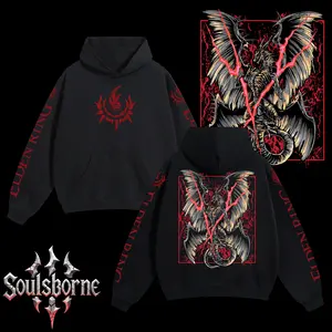 [Soulsborne Style] Vintage Grim Style Lichdragon Fortissax - Elden Ring Unisex Hoodie, Soulsborne Gaming Apparel, Game Shirt, Video Game Clothes, Boy Merch, Gift For Him, Gift For Her, Soulslike Streetwear