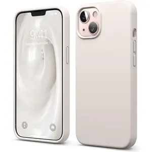 Compatible with iPhone 13 Case, Liquid Silicone Case, Full Body Screen Camera Protective Cover, Shockproof, Slim Phone Case, Anti-Scratch Soft Microfiber Lining, 6.1 inch (Stone)