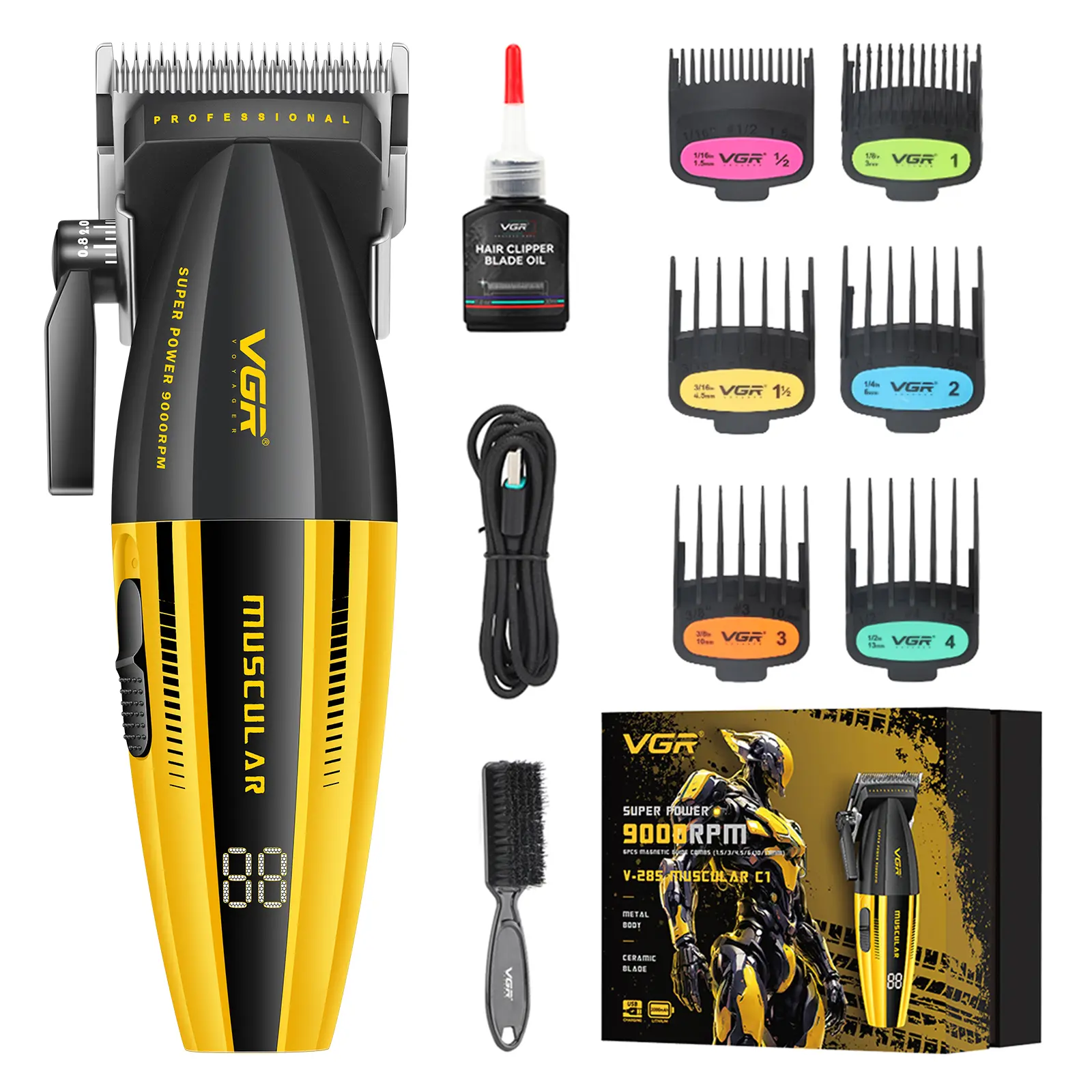 VGR 285 Fresh Fade Hair Clippers for Men, 9000RPM Professional Barber Clippers for Hair Cutting, Cordless Small Hair Trimmer Lightweight Versatile Barber Kit with LED Display tiktokshopbacktoschool