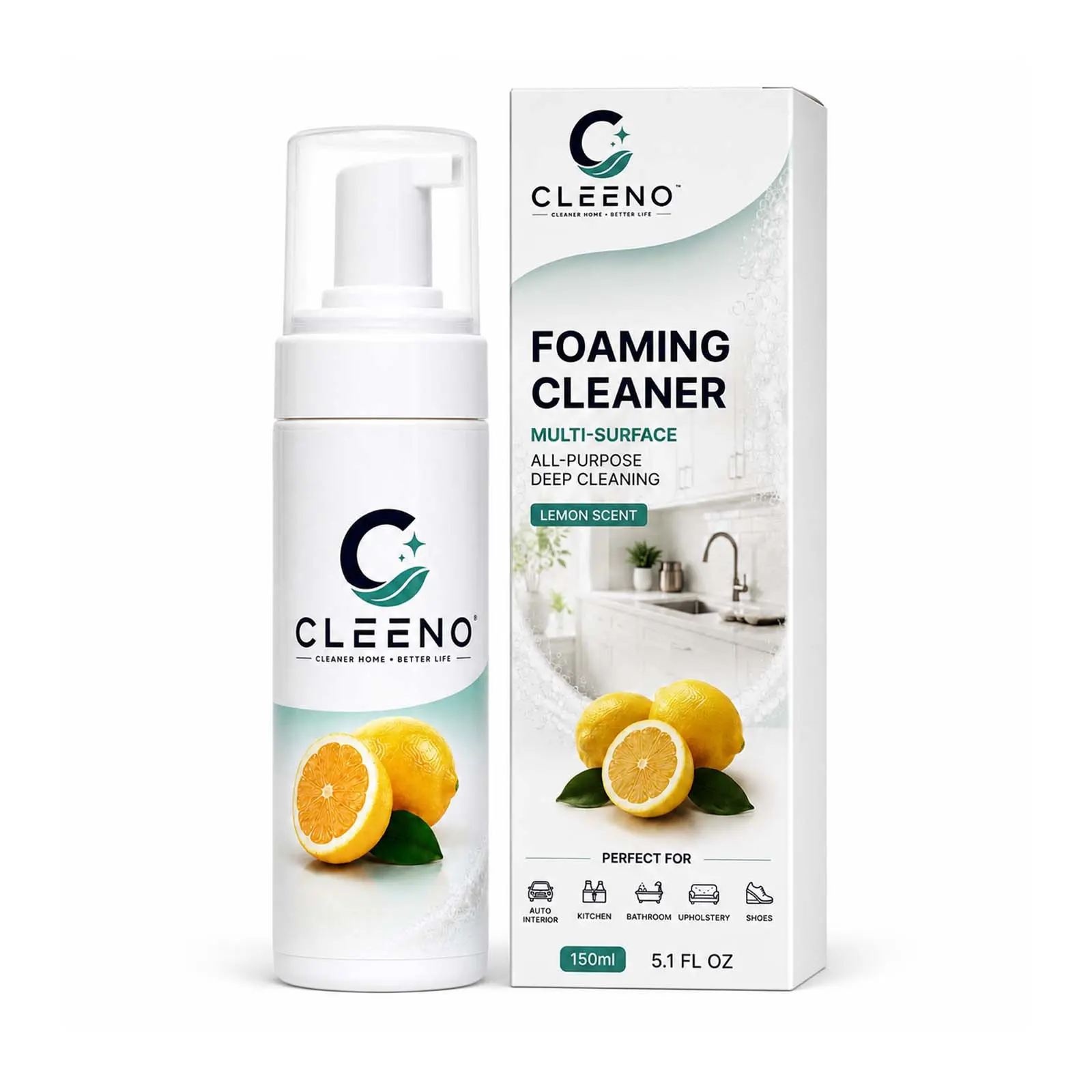 $CLEENO Multi-purpose sports shoe whitening foam mousse: stain and yellowing remover for white trainers – no water required