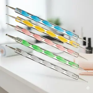 Professional 5 Heads Dotting Pen Manicure Tool Set, Nail Art Dotting Pens for Design, Nail Dotting Tools Kit for Beginners, DIY Nail Art Supplies, Nail Studio Essential Accessories