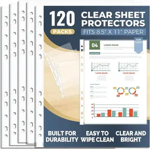 120 Pack Clear Sheet Protectors 8.5 x 11 Inch, Plastic Page Sleeves for 3 Ring Binder, Transparent Letter-Size Document Covers, Top Loading, for Paper Documents, , School and Office Use