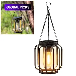Retro Style Solar-powered Outdoor Pendant Lamp, Iron Lantern, IP65 Waterproof, Garden Landscape Decorative Light, Outdoor Garden Lighting, Outdoor Landscape Lights Suitable for Balconies, Corridors and Courtyards #GLOBAL PICKS