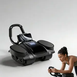 Abdominal exercise 4-Wheel Auto Rebound Ab Roller with Digital Fitness Tracker, Phone Holder & Elbow Support | Silent Portable Full Body Core Trainer for All Levels Home Gym Berg Fitness （limited Sale）