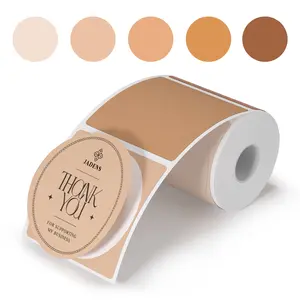 JADENS 2 Inch Circle Brown Thermal Sticker Labels, Self-Adhesive Round Direct Thermal Labels for Business&Home, 400 Sheets/1 Roll