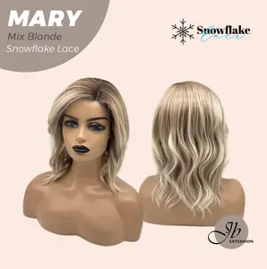 JBEXTENSION 14 Inches Pre-Cut Side Part Snowflake Lace Frontlace Glueless Wig MARY【BENDY EAR TABS】