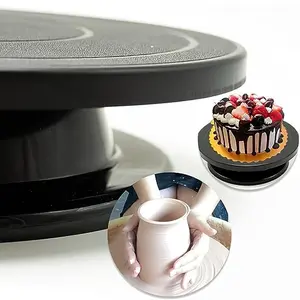 One, 11-inch rotating turntable, engraving wheel rotating cake turntable, black paint turntable, lightweight stand for cake decoration, project display, kitchen baking tools
