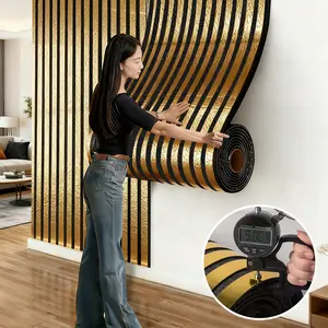 Thick Vintage 3D Frame Slot Self-Adhesive Decorative Wallpaper, Glossy Metal Texture, Easy Peel and Stick, Waterproof, Living Room Decor