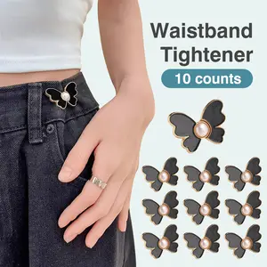 10 Counts Butterfly Waist Cinching Button, Detachable Butterfly Buttons Pant Waist Tightener, Reusable Pant Waist Tightener, Jean Buttons for Loose Jeans, No Sewing Tools