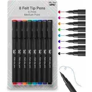 Felt Tip Pens 8 Pack 0.7mm Assorted Colors Fast Dry Fine Felt Tip Pens For Arts & Crafts Note-Taking Journaling Writing School Supplies for Teachers & Students