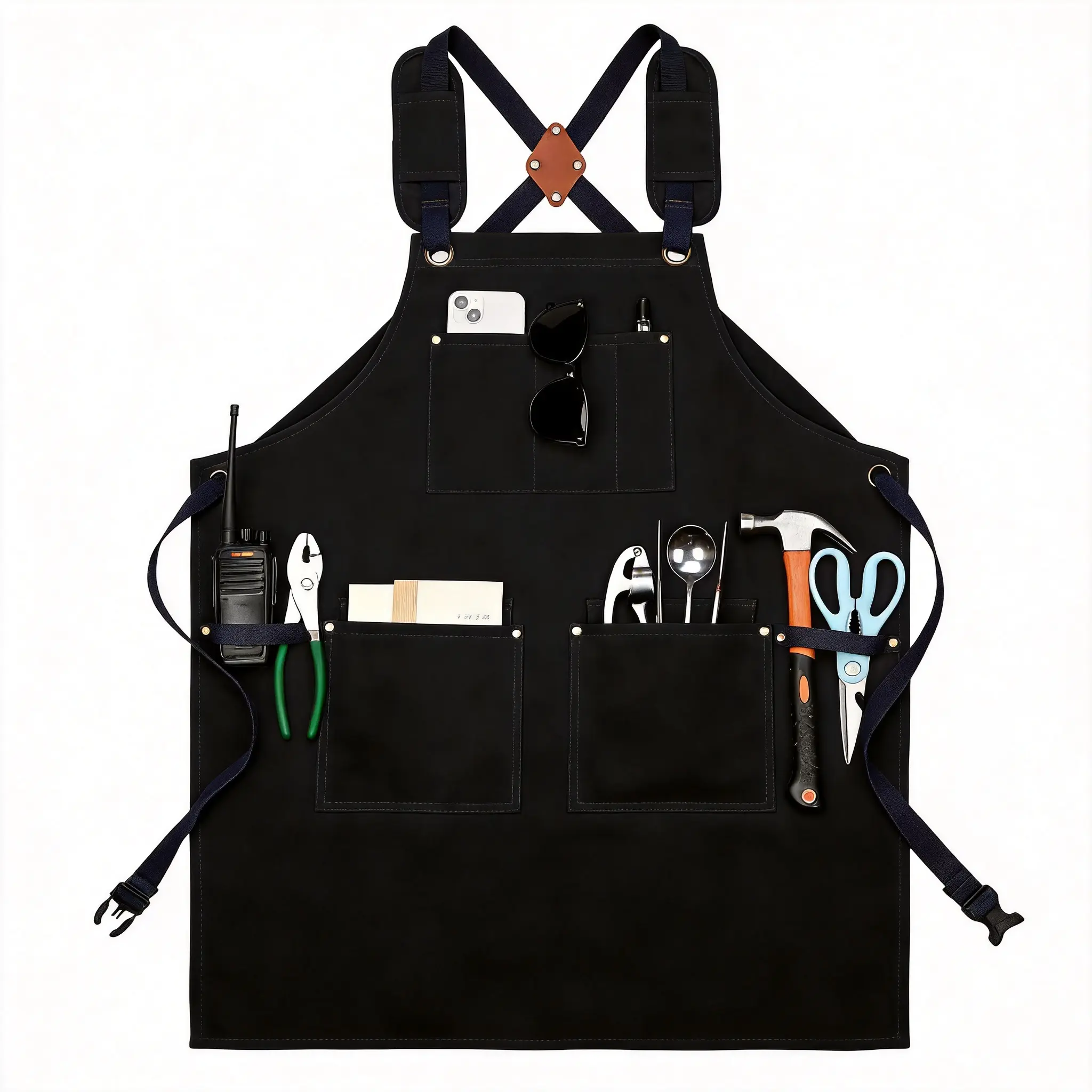 YeewayVeh Heavy Duty Work Apron for Men – 16oz Canvas Woodworking Apron with 9 Tool Pockets, Adjustable Crossback Straps, Shop Apron for Carpenter Mechanic