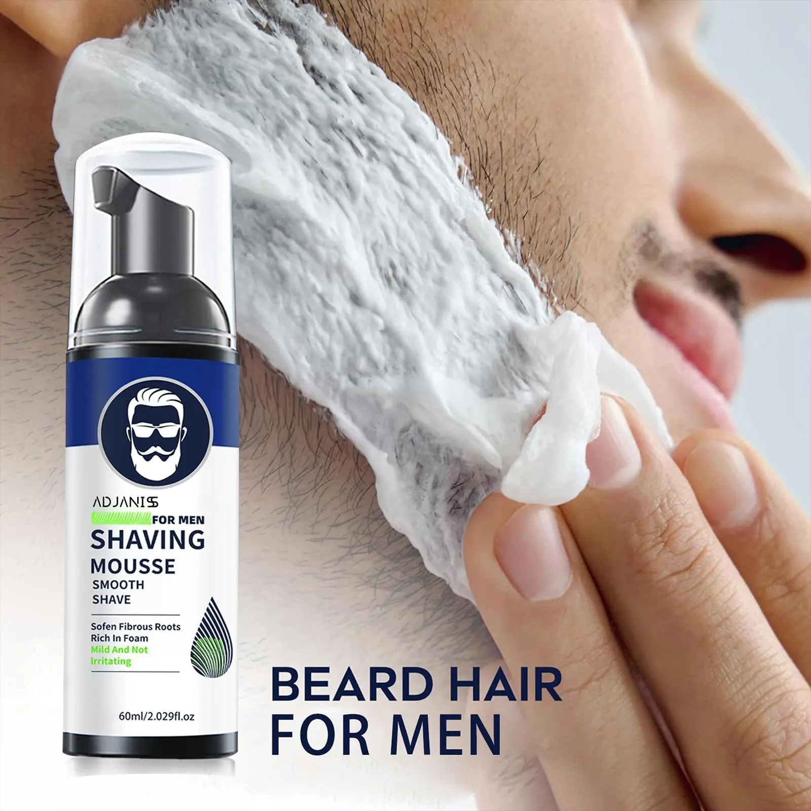 Men's Anti-Redness Shaving Mousse, Gentle on Sensitive Skin, Moisturizing and Soothing, Softens Beard, Easy to Shave, No Irritation, Shaving Foam