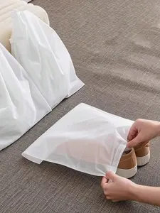 Portable Semi-Transparent Shoe Bags, Breathable Non-Woven Dustproof Pouches, Lightweight Drawstring Bags for Shoes and Bags, Waterproof, Hangable, Ideal for Cruises and Vacations