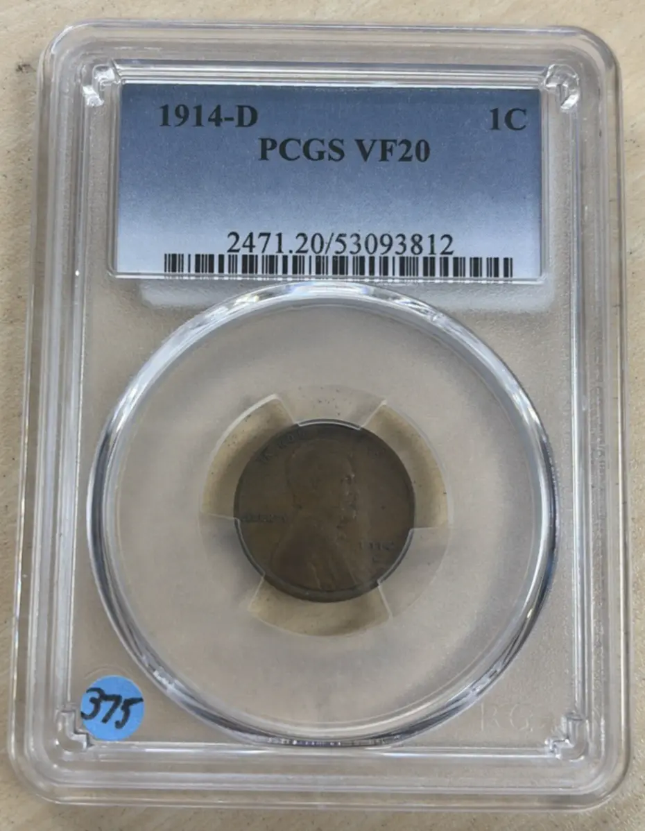 1914-D Lincoln Cent, PCGS VF 20 "Key Date" Wheat Cent