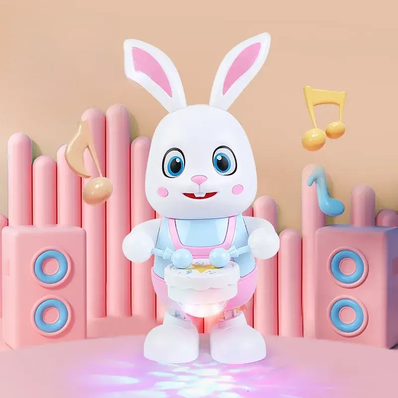 Smart Interactive Electric Drumming Bunny Toy with Music & LED Lights, Animal Beat Drum, Baby Learning Toys, Boy Girl Gift for Birthday & Easter