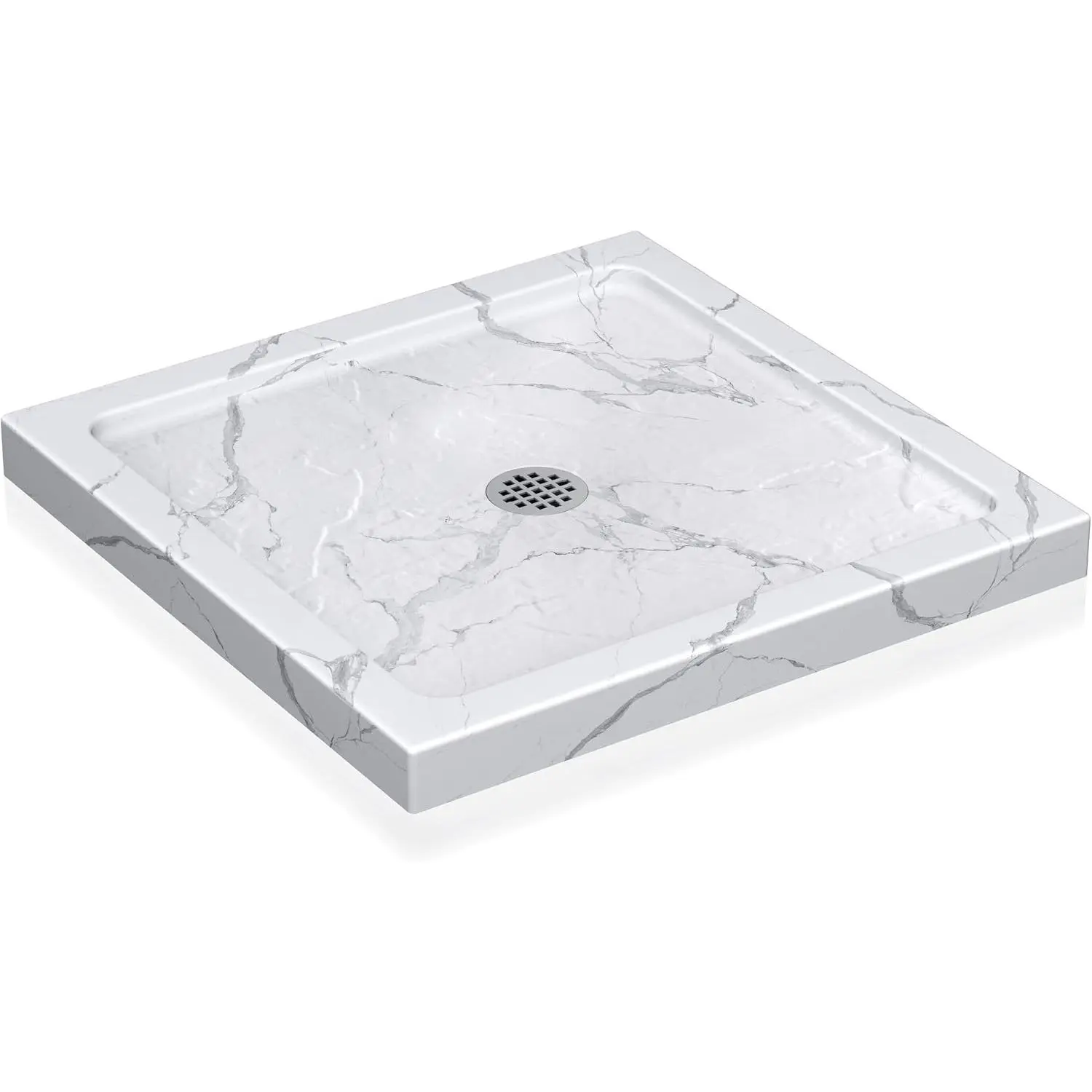 KPUY Square Shower Base Pan, 32" x 32" & 36" x 36", Slip-Resistant, Easy to Clean, Non-Integrated Flange