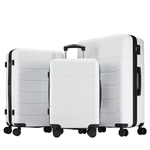 Luggage 20'24'28' Hard Shell ABS Suitcase with Double Spinner Wheels, Lightweight Expandable Rolling Luggage with TSA Lock Black White