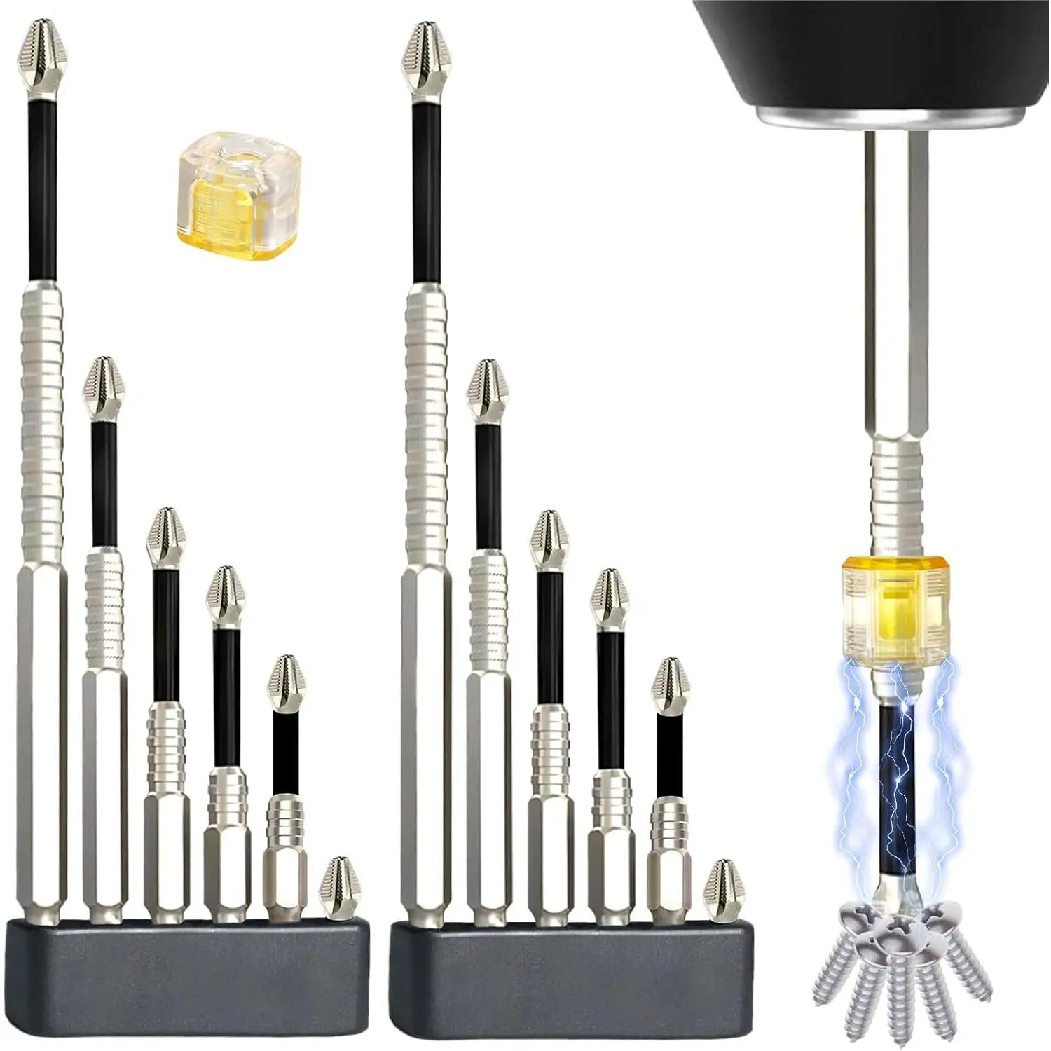 High-magnetic screwdriver bit set, 12-piece Magfixer new K5 impact-resistant anti-slip bits, magnetic screwdriver bits, electric screwdriver set, 25 50 65 70 90 150 mm (2 sets)
