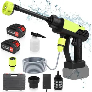 Cordless Portable Pressure Washer - 1000 PSI, 2 x 4000mAh Rechargeable Batteries, Electric Wand with 6-in-1 Adjustable Nozzle, Pressure Washer Attachment for Home, Outdoor Car Cleaning
