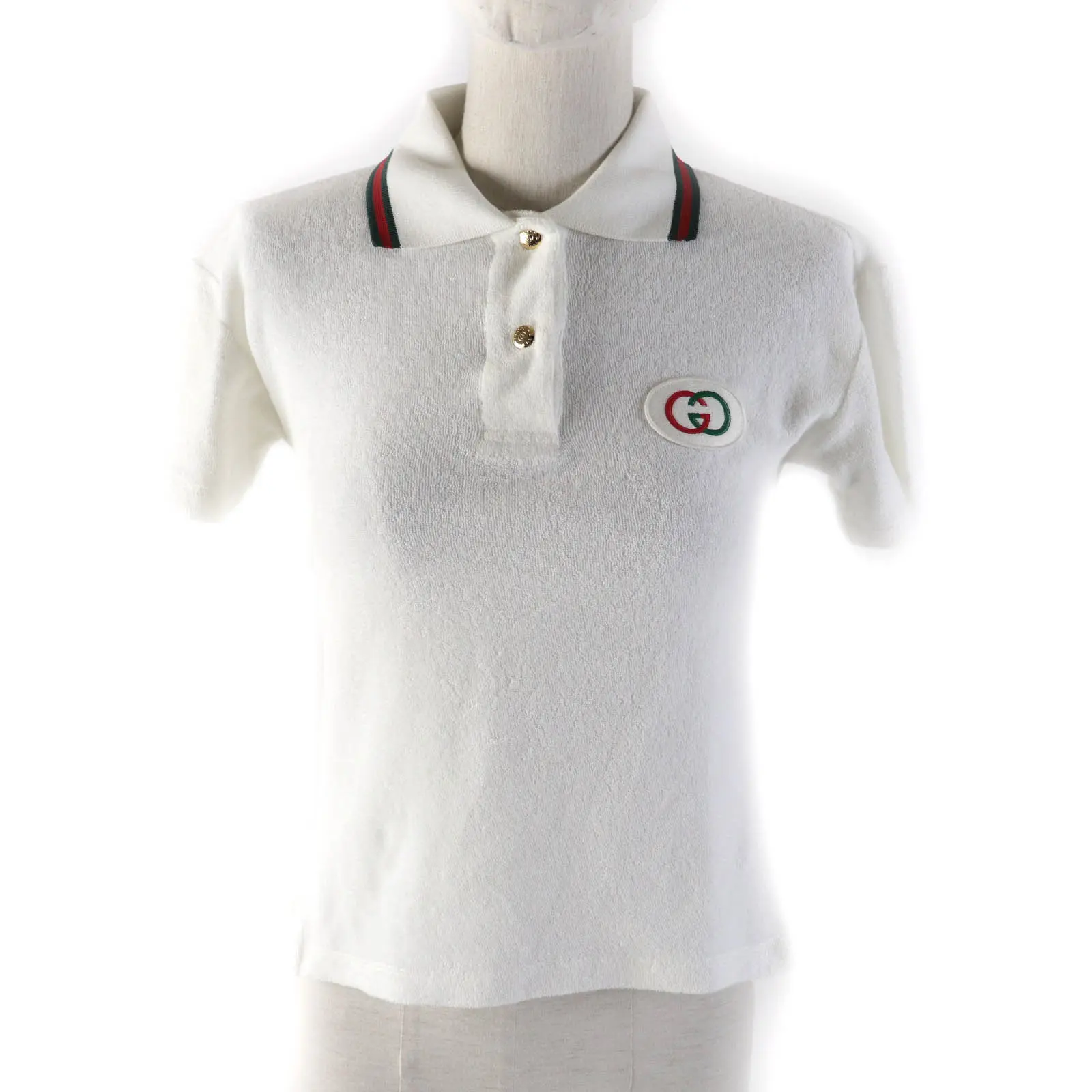 Pre-owned GUCCI Cotton Small Leather Goods Web Stripe Polo Shirt 