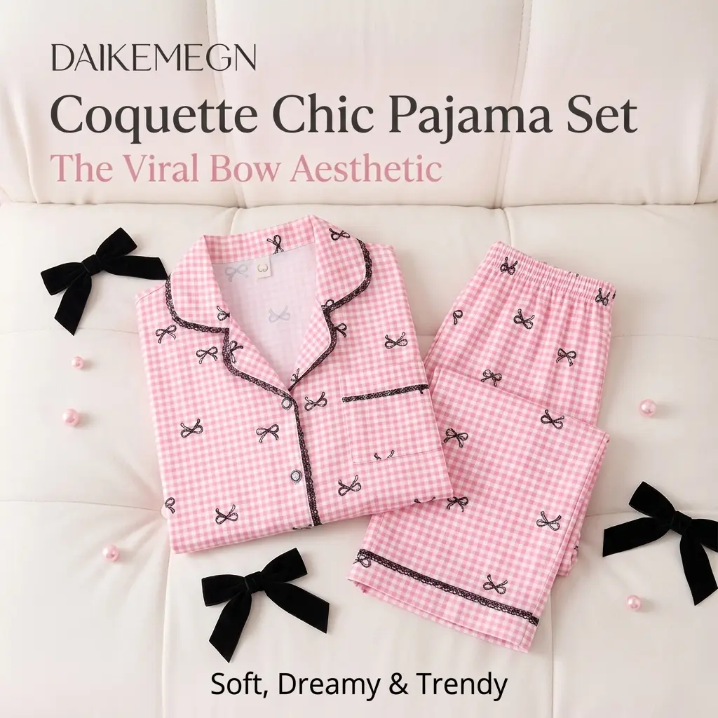 Women's Coquette 2-Piece Pajama Set, Long Sleeve Button-Down Top and Pants, Blush Pink Heart Print Ultra-Soft Loungewear, All Seasons Birthday Gift, Cute, Nightwear, 2 Pcs Set