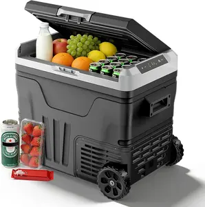 12V Portable Refrigerator, 53 Quart Dual-Voltage 12V/24V DC Car Cooler, -4°F to 68°F Portable Freezer for Car, Truck, RV, Camping, Home, Road Trips