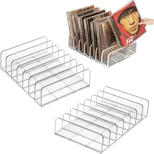 NEW 2 Pack Clear Acrylic CD Holder, DVD & CD Storage Box Display Rack, Vinyl Record Display Storage Stand, Holds Up To 14 Standard Cd Cases for Media Shelf Holders and Organization